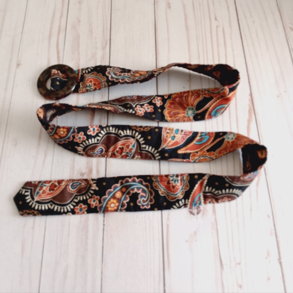 Vera Bradley| Paisley Print Belt with Tortoise Shell Buckle